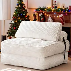 undefined - Sofá Cama Plegable GYUTEI en Corduroy Beige para Espacios Pequeños