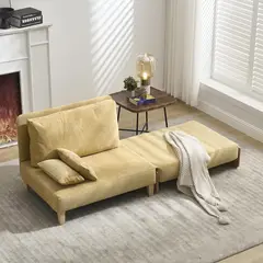 undefined - Sofá Cama Convertible TTK en Chenilla Amarillo para Espacios Pequeños