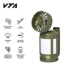 VTA PLUS - Linterna Recargable Solar Multiusos Con Ventilador
