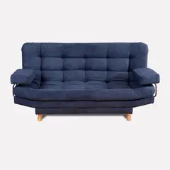 BYLMO - Combo Sofá Cama y Puff Valencia Azul 180x85cm de Tres Puestos Antifluido Con Patas