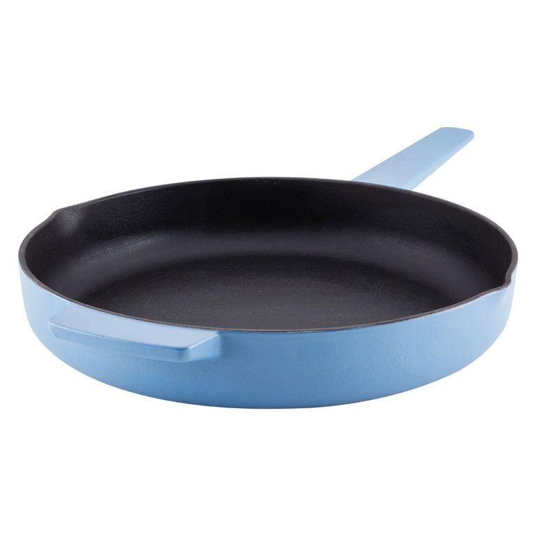 Imagen de Sarten 30 cm con Asa y Picos Vertedores Hierro Fundido Esmaltado Azul Velvet