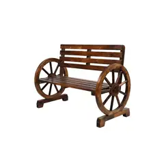 GENERICO - Banco Rústico de Madera para Exterior con Ruedas Decorativas Marrón
