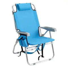 GENERICO - Silla de Playa Azul con Respaldo Ajustable y Tubo de Aluminio