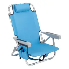GENERICO - Silla de Playa Azul con Respaldo Ajustable y Tubo de Aluminio
