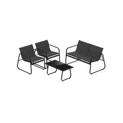 GENERICO - Conjunto de Muebles para Exterior Negro con Sofá Dos Sillas y Mesa de Centro