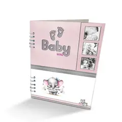 BYLMO - Álbum de Fotos Babygirl Blanco y Rosado 24x32cm Argollado de Veinte Páginas