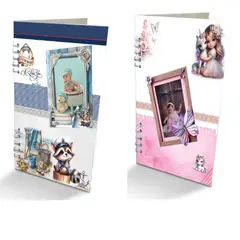 BYLMO - Álbum de Fotos Niña Gato Rosa y Azul 24x32cm Argollado de Veinte Páginas