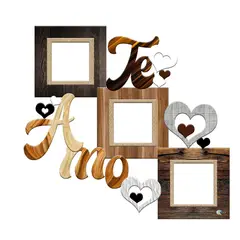 BYLMO - Cuadro Portarretrato Te Amo Madera 45.5x43cm Sin Marco y Con Vidrio Protector