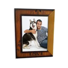 BYLMO - Portarretrato Love Dog Madera Clara Natural 22.5x27.5cm Sin Marco y Con Vidrio Protector
