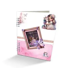 BYLMO - Álbum de Fotos Niña Unicornio Blanco y Rosado 24x32cm Argollado de Veinte Páginas