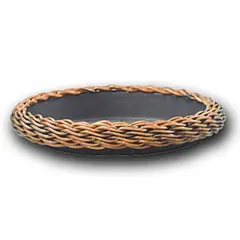 CASA BONITA - Plato Para Matera Ratán Redondo 21cm Negro