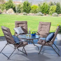 JUST HOME COLLECTION - Juego Terraza 5 Piezas Metal Textil Sao Paulo Taupe