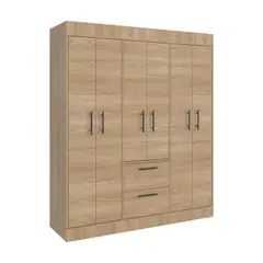 VIRTUAL MUEBLES - Closet Aura 177X150X50 Cm Fresno Europeo y Wengue 6 puertas 2 cajones