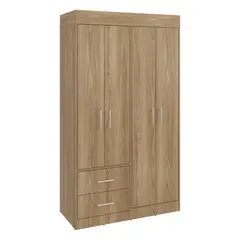 VIRTUAL MUEBLES - Closet Houston 180X100X47 Cm Fresno Europeo y Wengue 4 puertas 2 cajones
