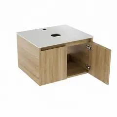 CORONA - Mueble de Baño Elevado Fussion Eco Vessel 60cm Con Mesón Superficie Solida Sin Lavamanos