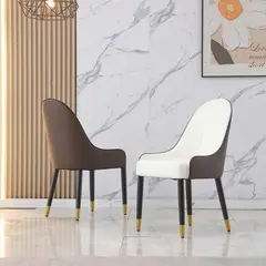 GENERICO - Sillas de Comedor en Cuero Sintético con Patas Metálicas Blancas Juego de 2