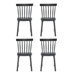GENERICO - Sillas de Comedor Windsor de Madera Estilo Rústico Juego de 4 Color Negro
