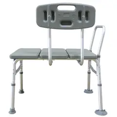 GENERICO - Silla de Baño de Aluminio con Respaldo y Asa en Color Gris