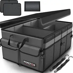FORTEM - Organizador Plegable de Baúl de Carro Color Gris con Compartimientos Expandibles