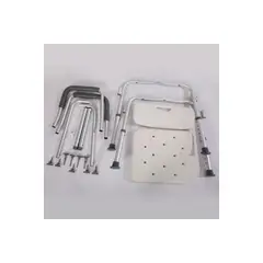 GENERICO - Silla de Baño de Aluminio con Respaldo y Agarre en Color Blanco