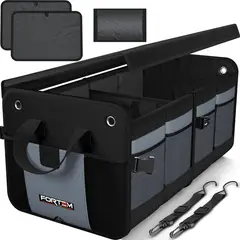 FORTEM - Organizador de Baúl de Carro Color Gris con Tapa Desmontable y Compartimientos Amplios