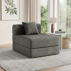 undefined - Sofá Cama Plegable de Pana Convertible 3 en 1 para Espacios Pequeños Gris