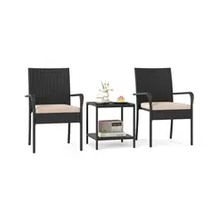 undefined - Juego de Sala para Terraza de Ratán PE 3 Piezas Diseño Bistró Genérico