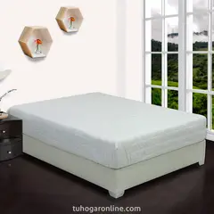 BYLMO - Protector de Colchón Blanco para Cama Semidoble 120 x 190 cm Acolchado