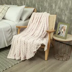 BYLMO - Cobija Texture Palo de Rosa 180x200cm Fondo Entero