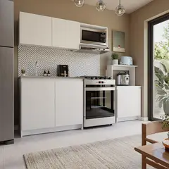 JUST HOME COLLECTION - Cocina Integral Novi 2.23 Metros Niebla/Blanco Incluye Mesón Poceta Izquierda