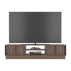 VIRTUAL MUEBLES - Mesa para TV Caobe Avellana y Wengue para Televisor de Hasta 75 Pulgadas con Cuatro Puertas