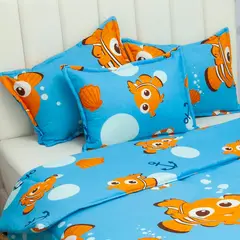 BYLMO - Cubrelecho Acolchado Infantil Azul para Cama Sencillo 100 x 190 cm de Nemo