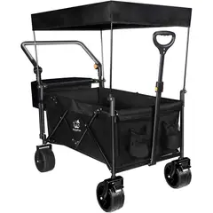 GENERICO - Carro Plegable Carga Pesada Toldo Removible Ruedas Resistentes Negro