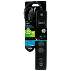 GENERAL ELECTRIC - Cortapicos 4 Salidas + 2 USB Negro