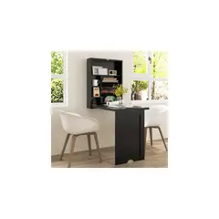 undefined - Escritorio para Computador Flotante Plegable Negro en Madera Camlyn