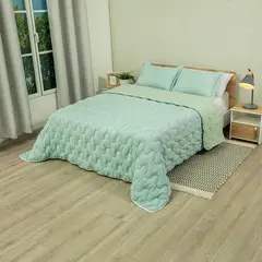 BYLMO - Cubrelecho Flora Azul para Cama Queen 160 x 190 cm Fondo Entero
