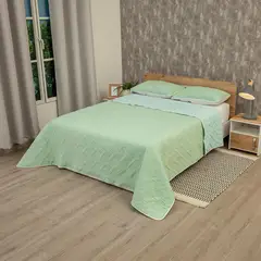 BYLMO - Cubrelecho Termosellado Cotton Sense Verde y Azul para Cama King 200 x 200 cm Fondo Entero