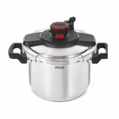 IMUSA - Olla a Presión 6 Litros Turbocook Acero Inoxidable Cierre Externo Apto para Inducción Libre de PFOA