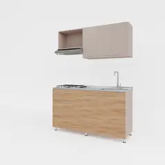 SOCODA - Cocina Integral Amalfi AVELLANA - MAPLE Incluye Mesón Poceta Derecha 4 Fogones