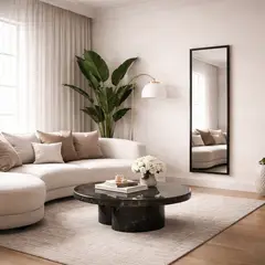 REFLEKTA - Espejo Decorativo Liam Negro 124 x 34 cm Marco Negro Instalación Vertical u Horizontal