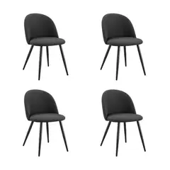 VIRTUAL MUEBLES - Set de 4 Sillas Core Color Negro con Espaldar y Diseño Moderno