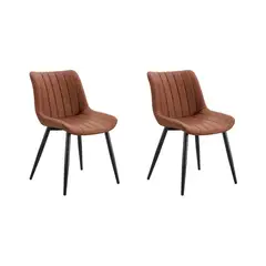 VIRTUAL MUEBLES - Set de 2 Sillas Nova Color Marrón con Espaldar y Diseño Moderno