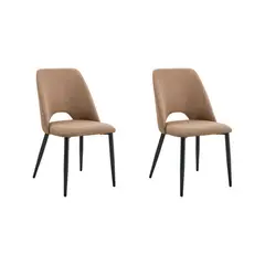 VIRTUAL MUEBLES - Set de 2 Sillas Urban Color Marrón con Espaldar y Diseño Moderno