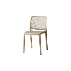 VIRTUAL MUEBLES - Silla Manhattan Taupe con Espaldar En Rejilla y Diseño Minimalista