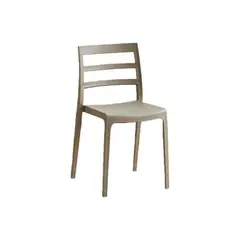 VIRTUAL MUEBLES - Silla New York Taupe con Espaldar En Líneas y Diseño Minimalista