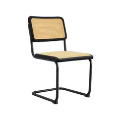 VIRTUAL MUEBLES - Silla Vintage Negro y Beige con Espaldar Transpirable y Diseño Retro