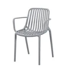 VIRTUAL MUEBLES - Silla Parma Gris con Espaldar En Rayas y Diseño Minimalista