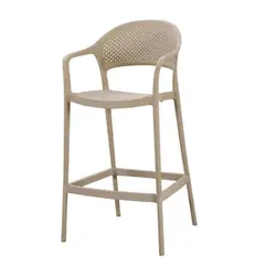 VIRTUAL MUEBLES - Silla para Bar Curitiva Taupe con Espaldar Traspirable y Diseño Minimalista