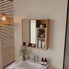 SENSI DACQUA - Gabinete Espejo Trem 60x55.9x14.7cm Miel Toquilla