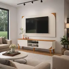 MUEBLES 2020 - Panel Tv 65" + Mesa Juna - Canela/blanco Apagado